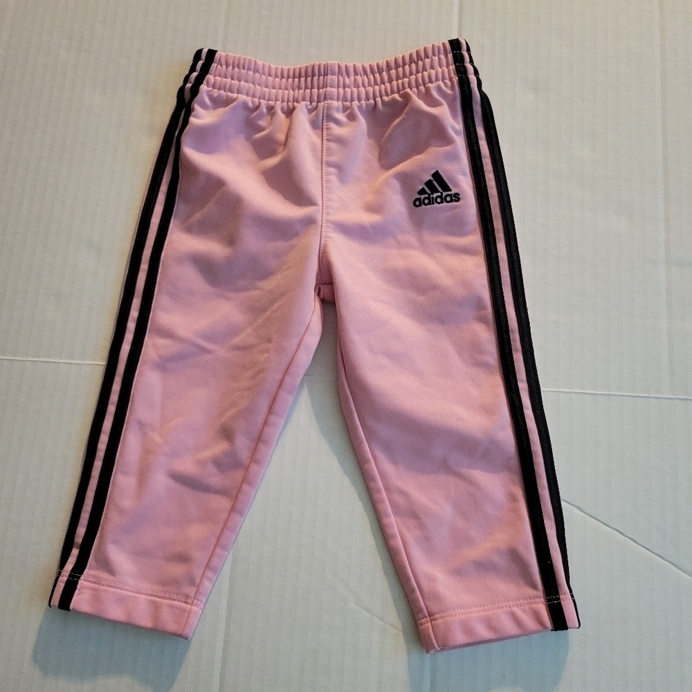 Adidas 3 Stripes Infant Girls 12 month Track Athletic Pants Elastic Waistband